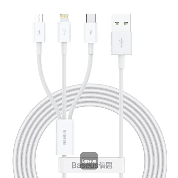 Baseus Superior Series 3-in-1 Data Cable (USB to Micro + Type-C + Lightning