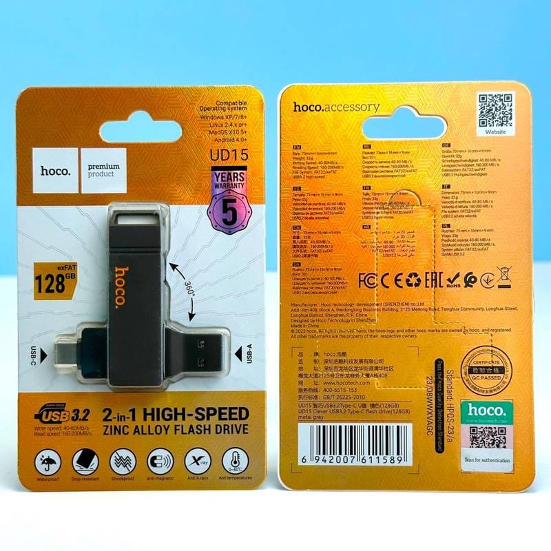 Hoco UD15 Dual USB Flash Drive 128GB