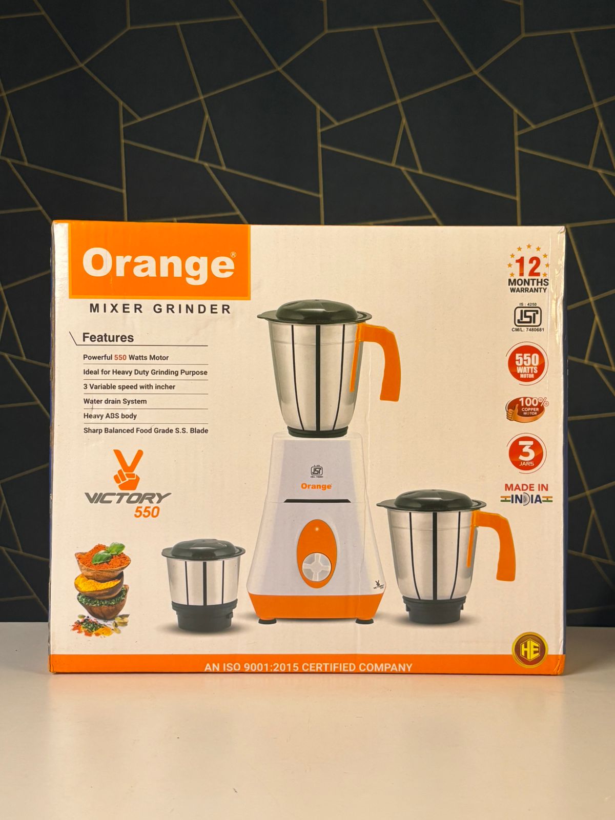 Orange Mixer Grinder – Victory 550