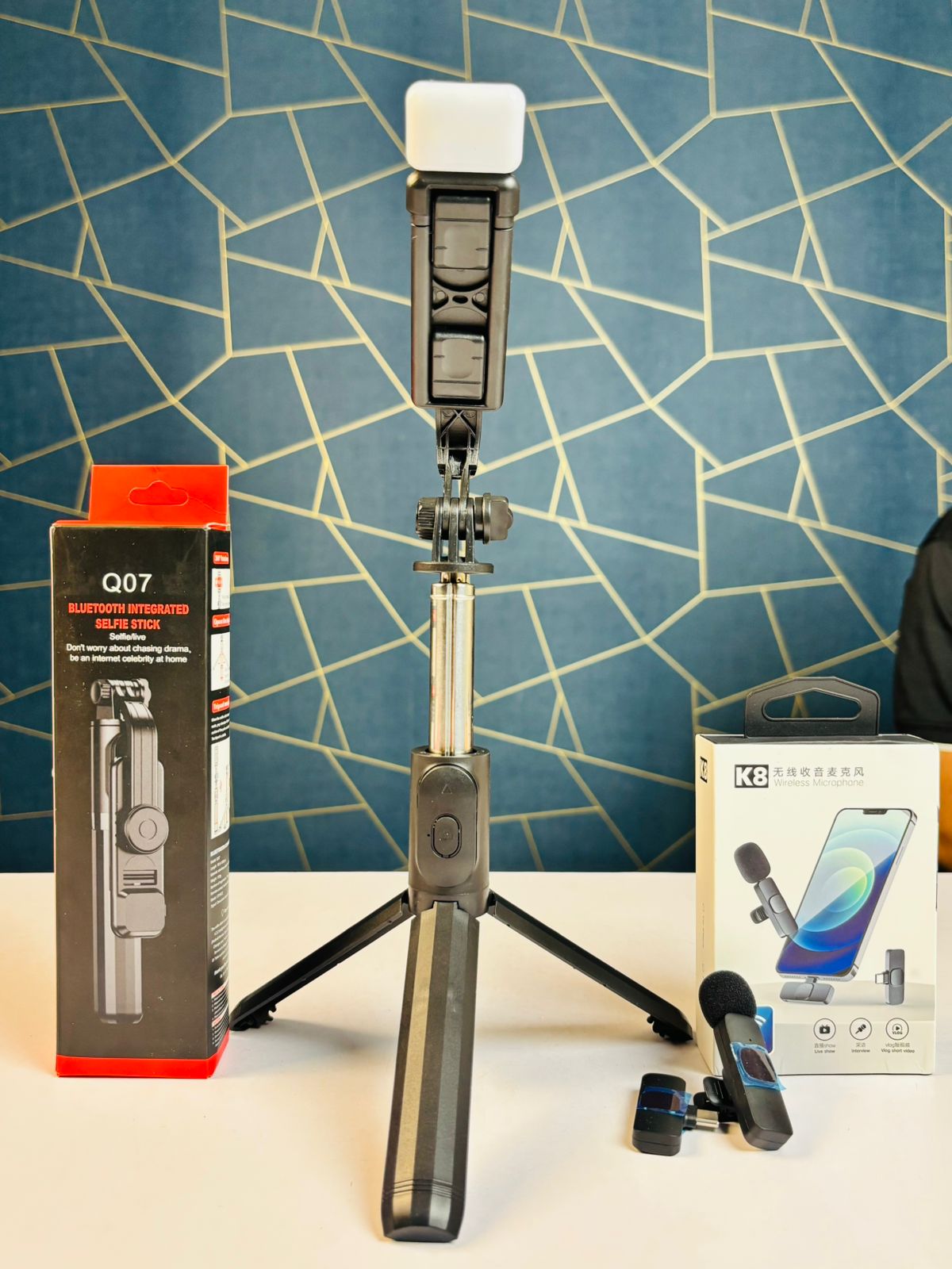 2 Pcs Content Creation Combo (Tripod + K8 Microphone)