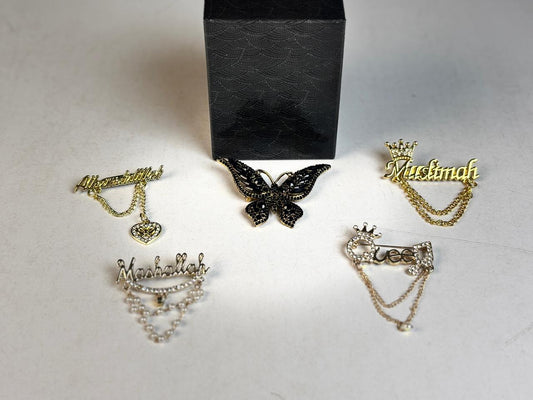 5 Pcs Brooches And Hijab Pins