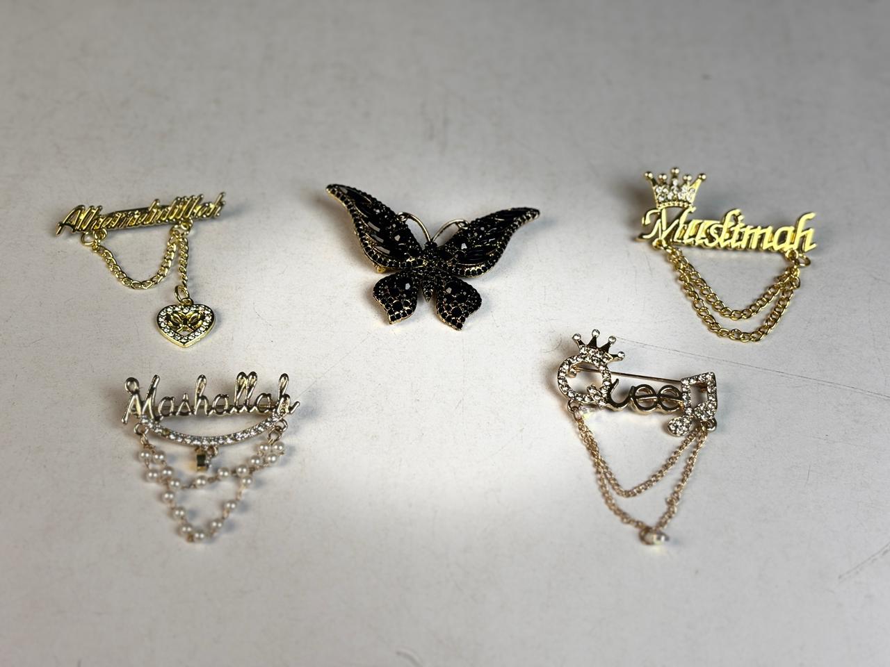 5 Pcs Brooches And Hijab Pins