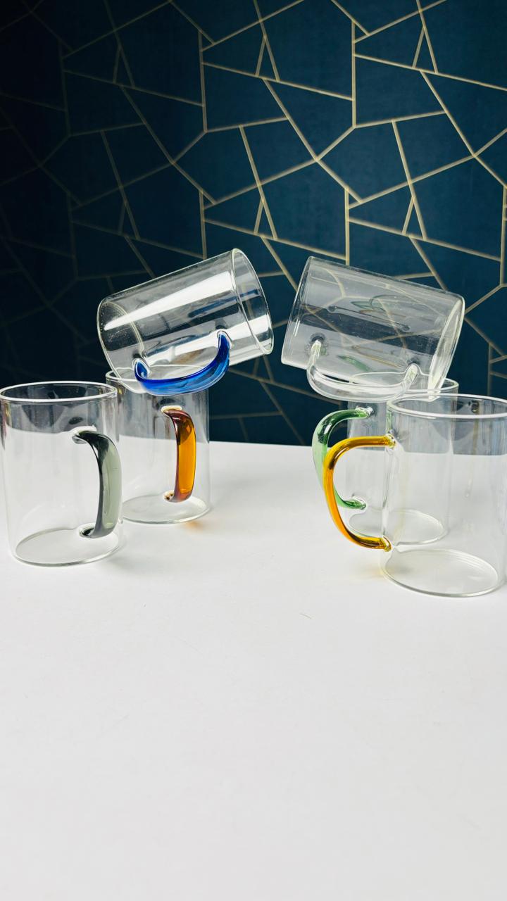 Heat-Resistant Borosilicate Glass Coffee Mug Set
