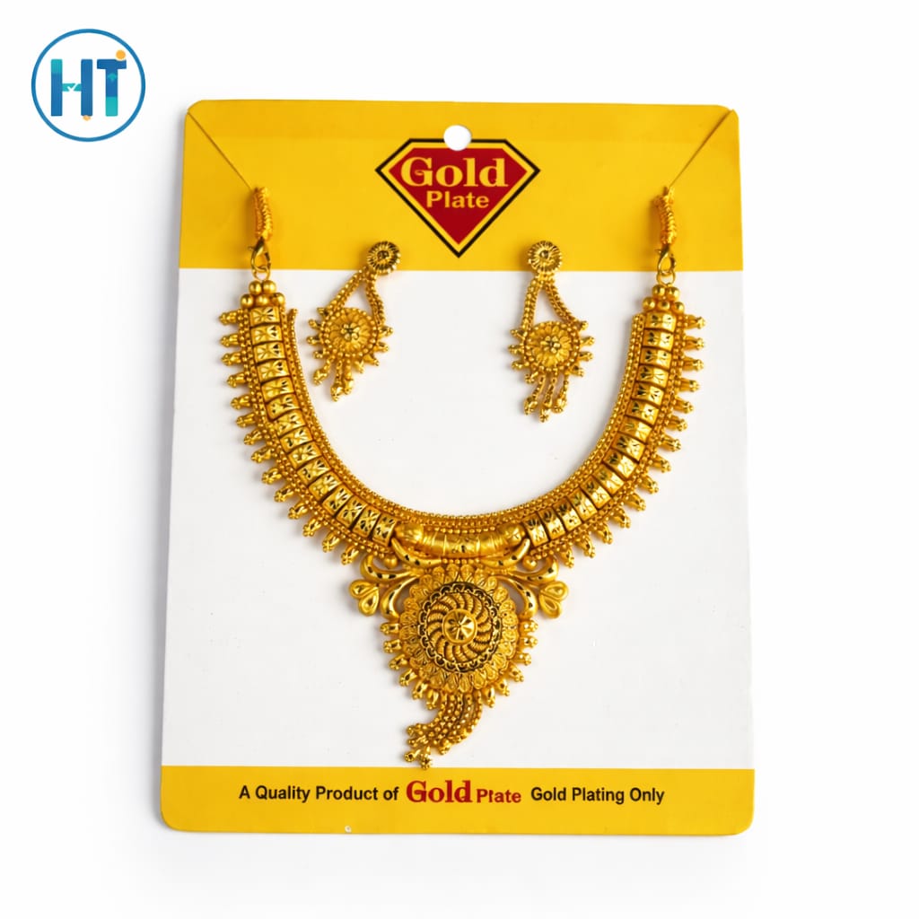 Dubai Design Setting Gold Necklace Set