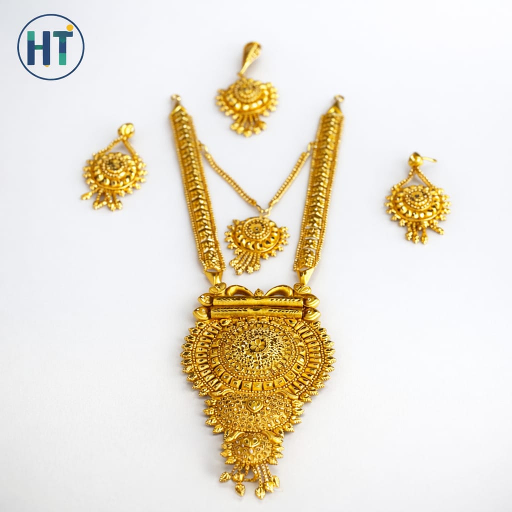 Double Layer Dubai Design Setting Gold Haar Set