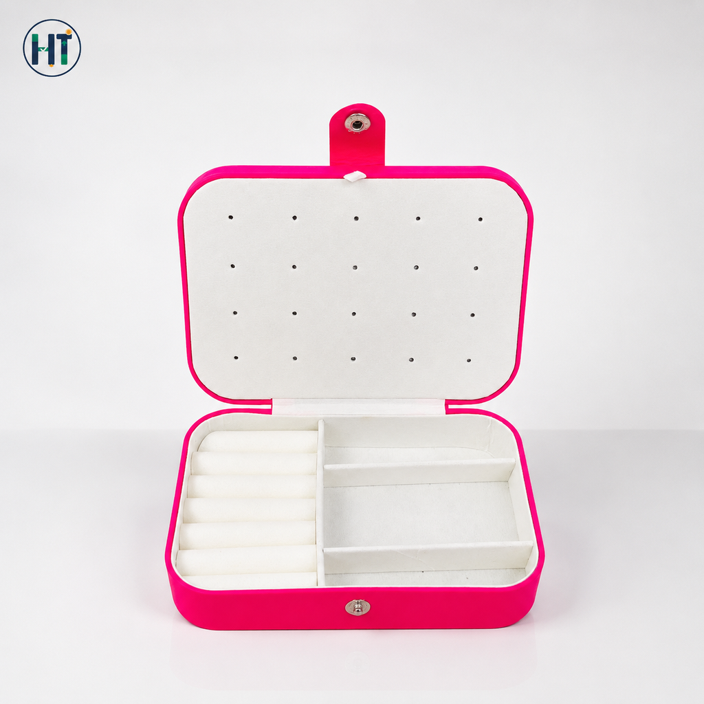 Portable Travel Jewelry Organizer Box with Earring Holder