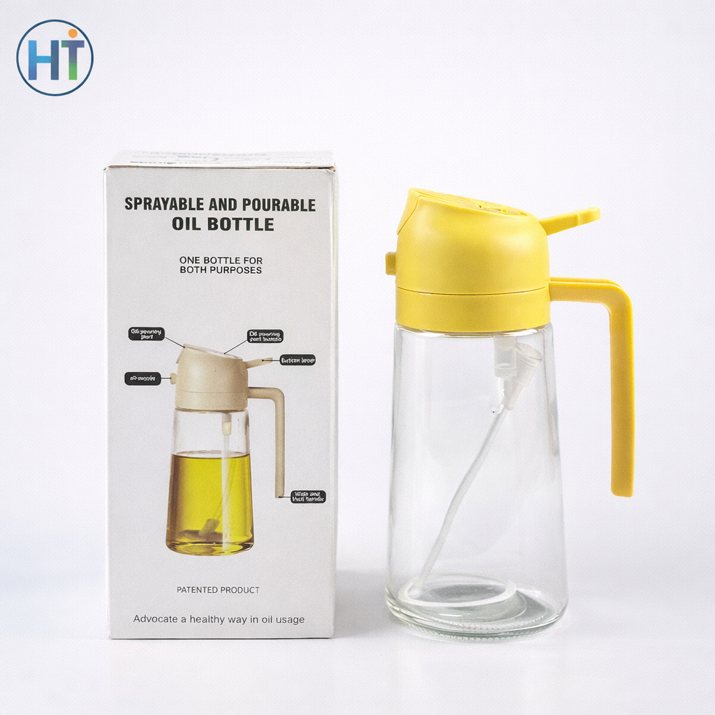 Sprayable & Pourable Oil Bottle – Adjustable Intelligent Oil Control (Glass Body)