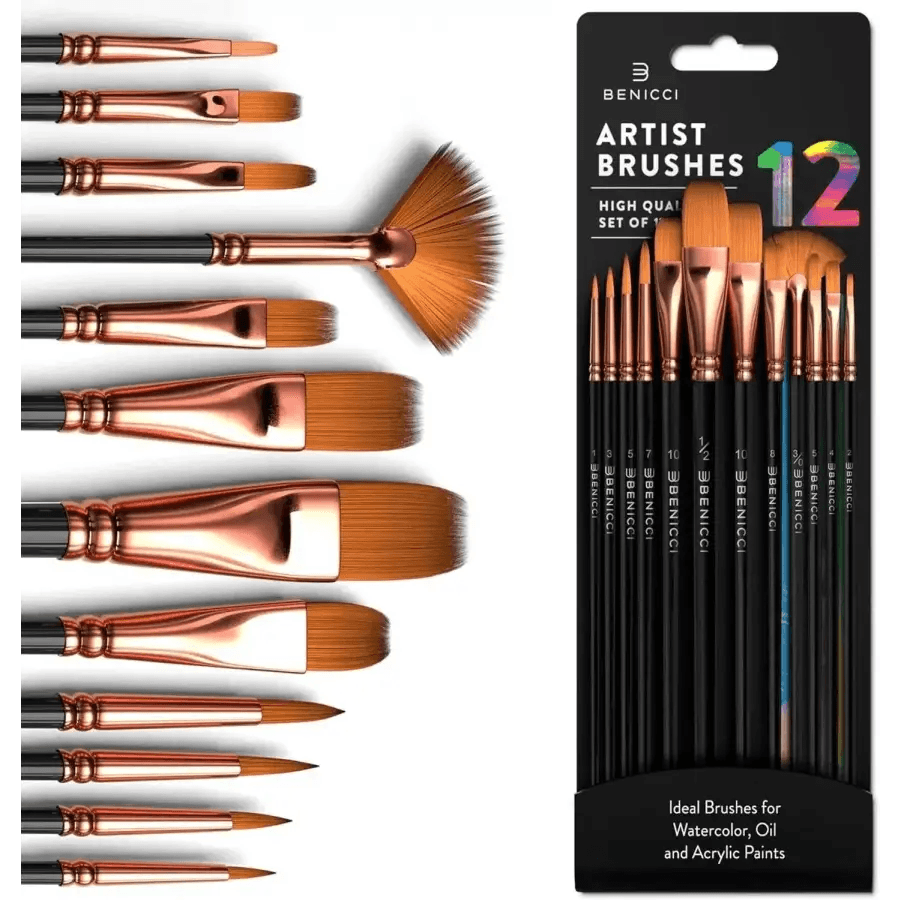 Artist Paint Brush Set Of 12 Pcs - HT Bazar