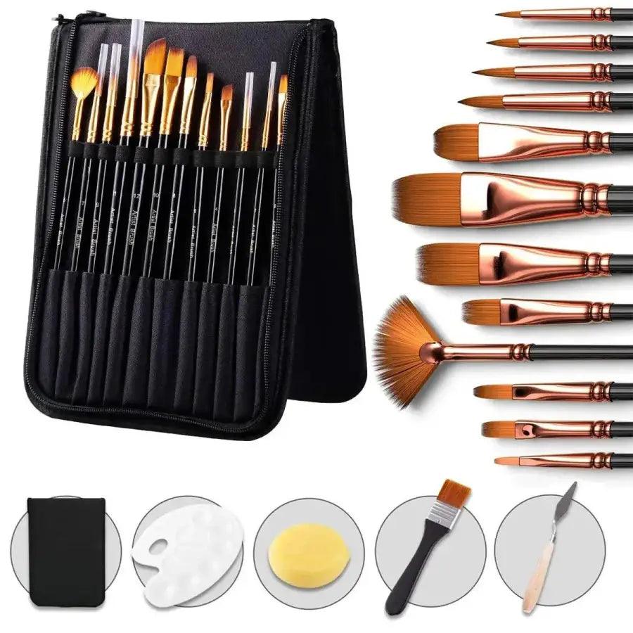 Artist Paint Brush Set Of 12 Pcs - HT Bazar