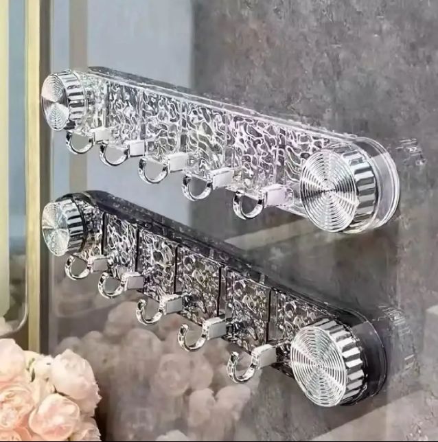 5 Hook Bathroom Towel Rack Wall Mounted Holder (Multicolor)