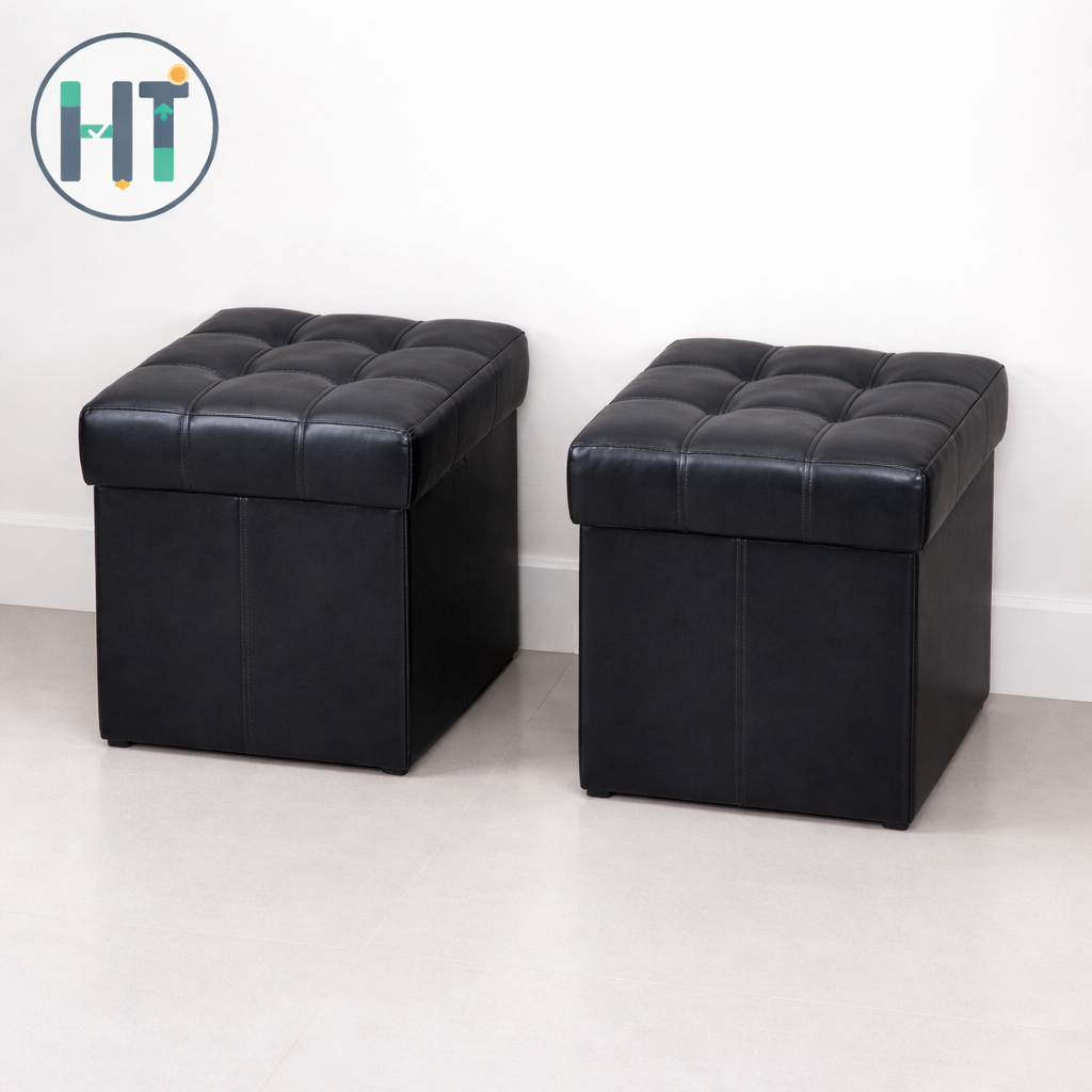 Square Shape PU Leather Rest Stool 13"13"13" -