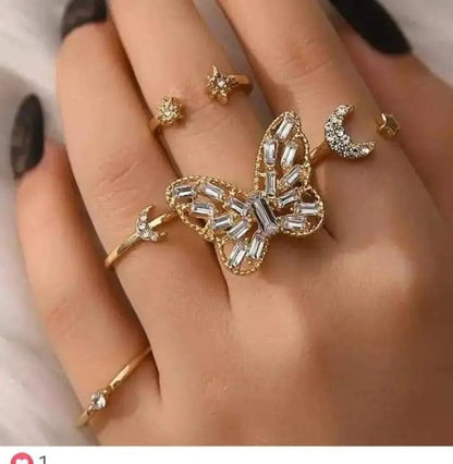 Butterfly Finger Ring 5 pcs - HT Bazar