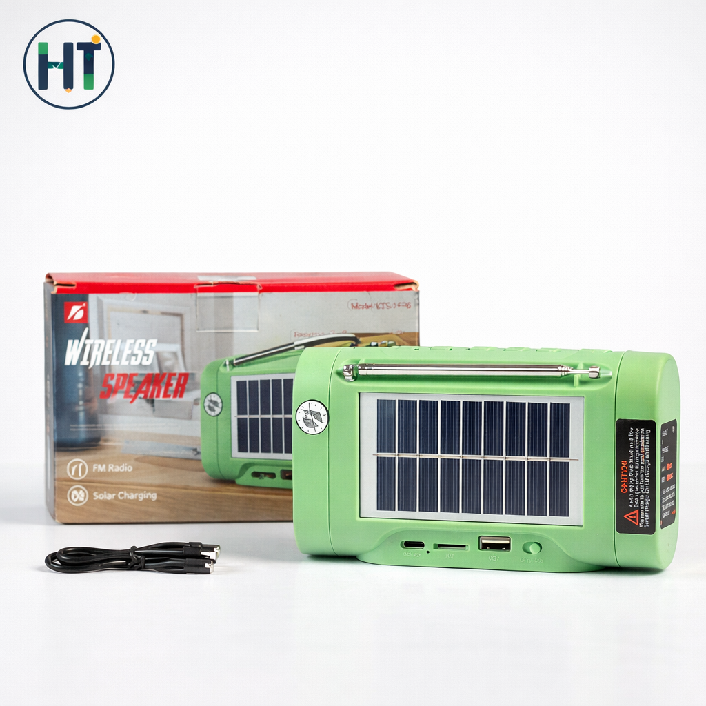 Portable Solar Wireless Speaker with FM Radio & USB/TF Support – 1200mAh Battery