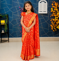 Girls Katan Saree for 6–10 Years – Premium Party Wear Kids Saree