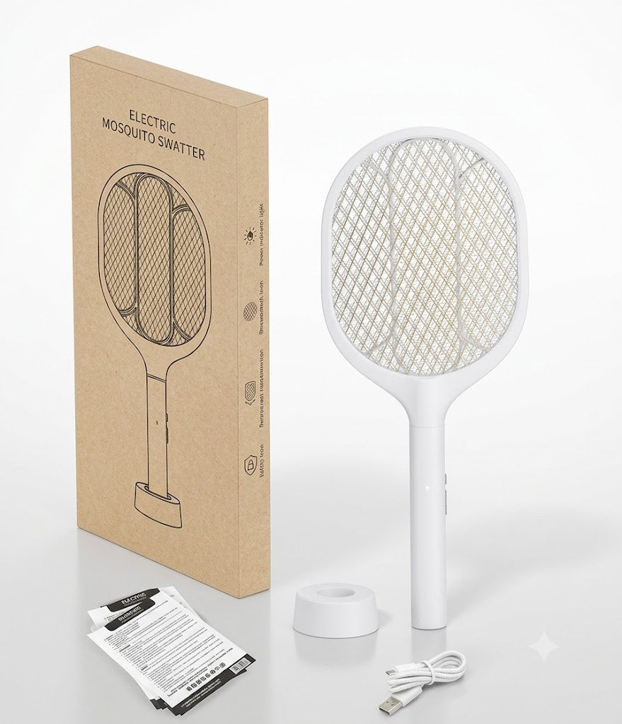 Rechargeable Electric Mosquito Swatter Racket with LED Light