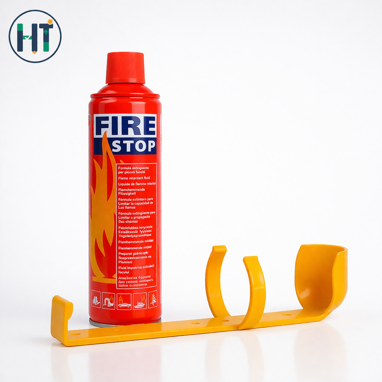 Fire Stop Portable Fire Extinguisher Spray (1000ml) with Wall Mount Holder