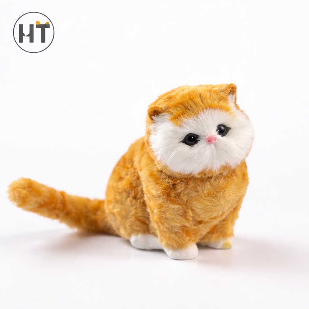 Cute Cloth Pad Plush Cat with Sound Simulation Mini Toy