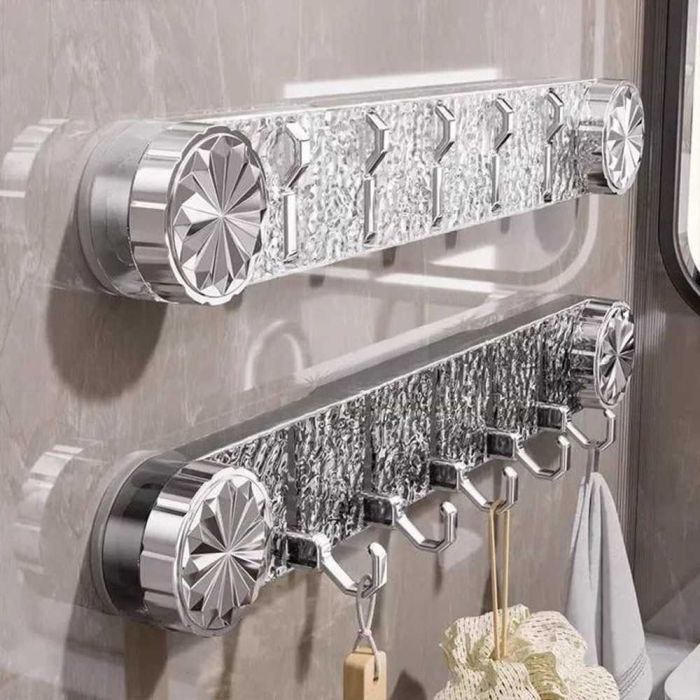 5 Hook Bathroom Towel Rack Wall Mounted Holder (Multicolor)