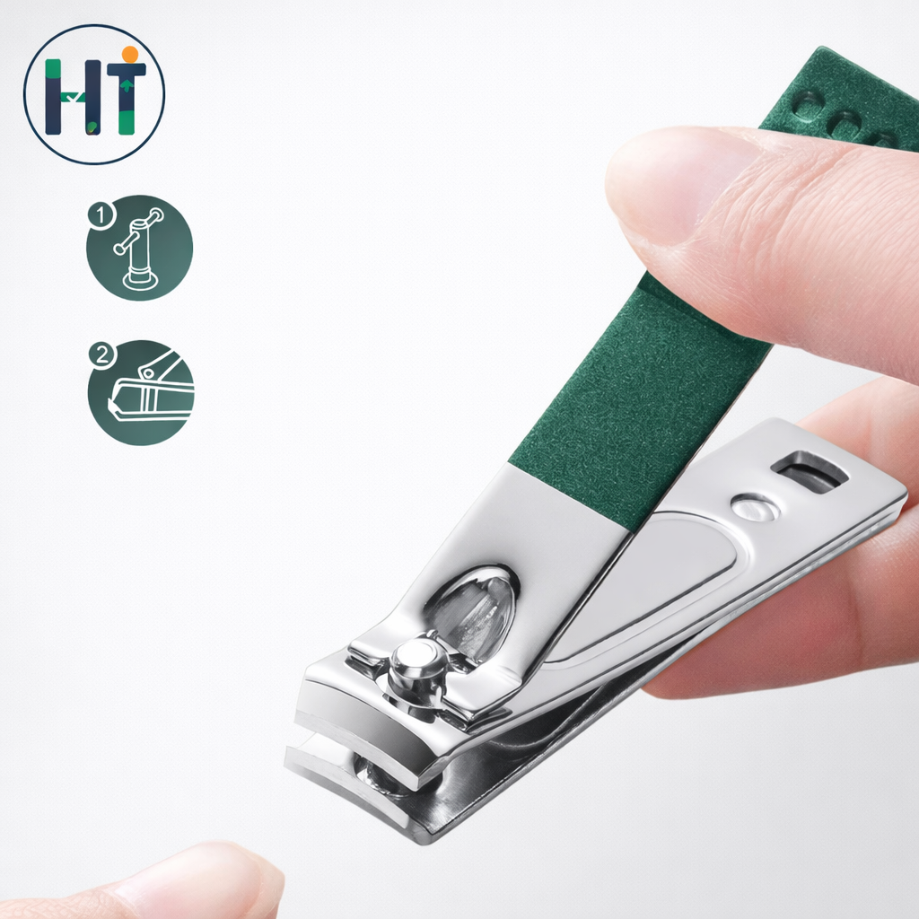 Nail Cutter Set, Ultra Sharp Sturdy Fingernail Toenail Clipper Nail Clipper with Glass file 4 Pcs set for men women adult nail cutter set for Thick Toenails & Nails (GREEN Set of 4 with Box)