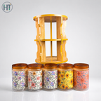 10pcs Floral Spice Jar Set with Wooden Organizer Rack