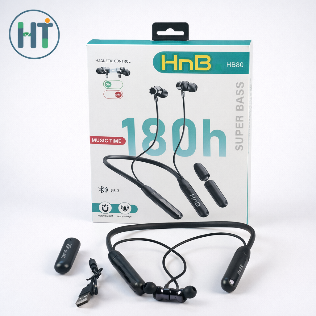 HnB HB80 Wireless Neckband Earphone – Super Bass
