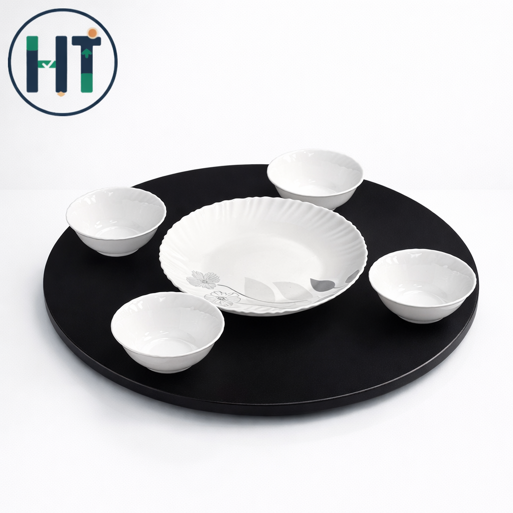 ROTATING DINING SERVING TABLE – 360° Wooden Turntable Tray