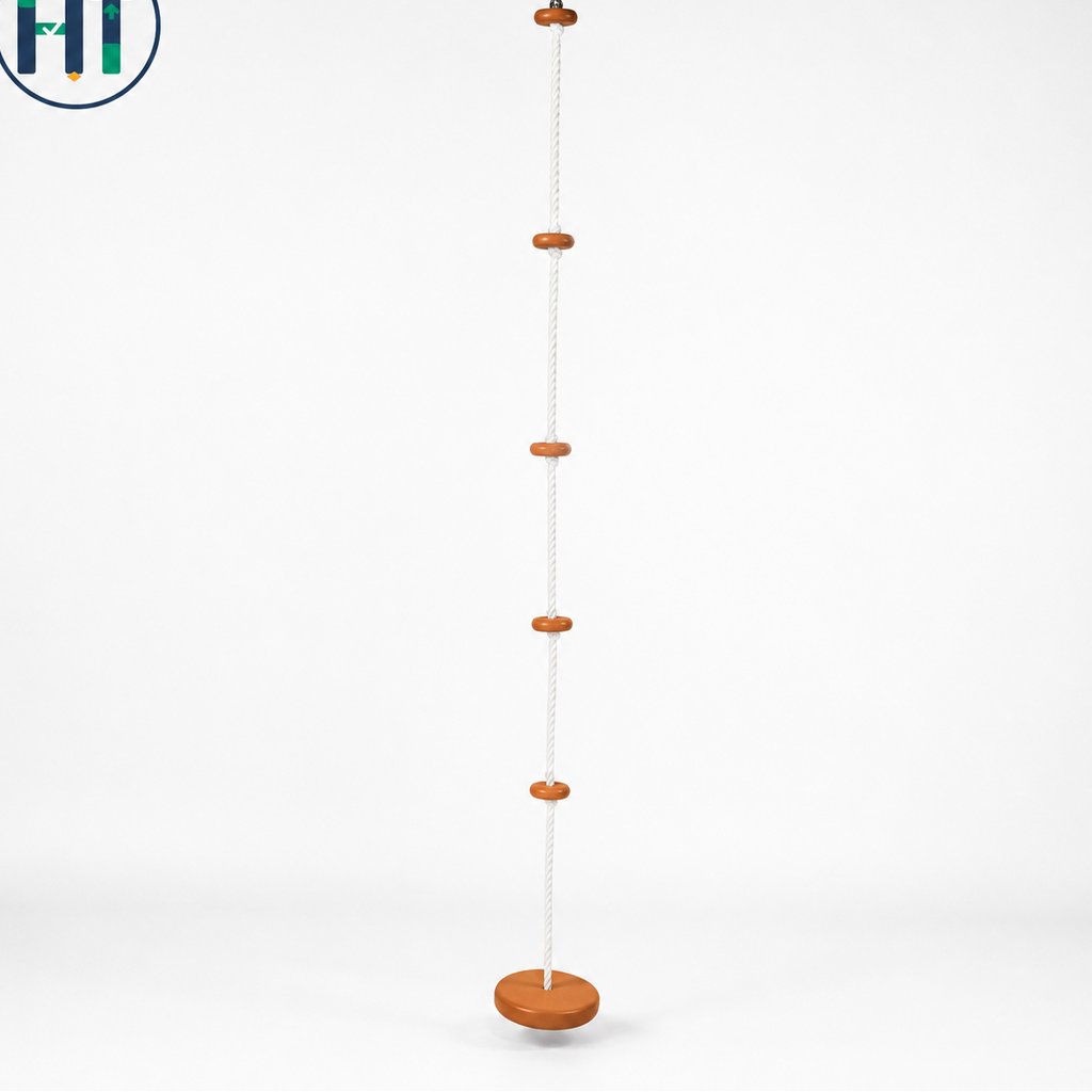 Kids Climbing Rope Ladder with Wooden Steps