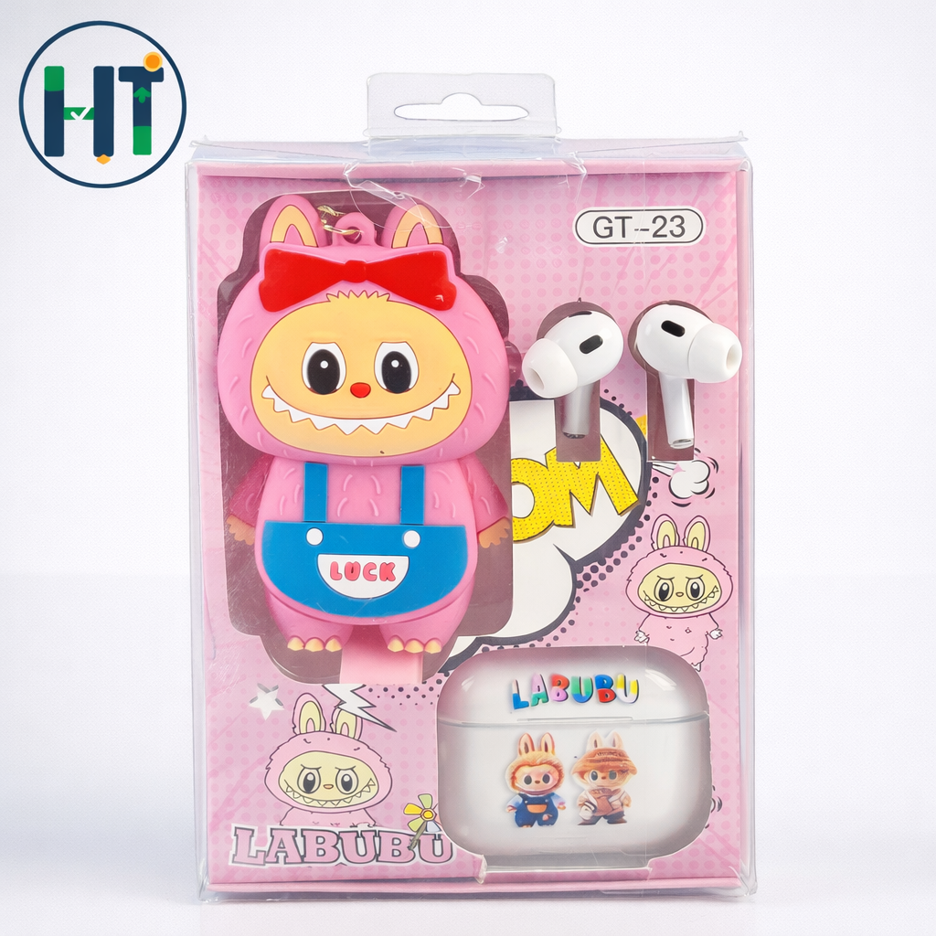 LABUBU GT-21 Cute Plush Keychain Wireless Earbuds Set