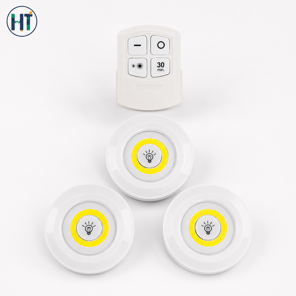 Wireless LED Puck Light Set with Remote Control – 3 Pack Touch & Timer Lights