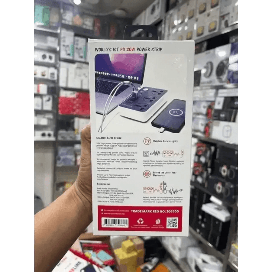 Maxline 3 Socket & 4 USB With Lightning Port Fast Charging Multiplug - HT Bazar