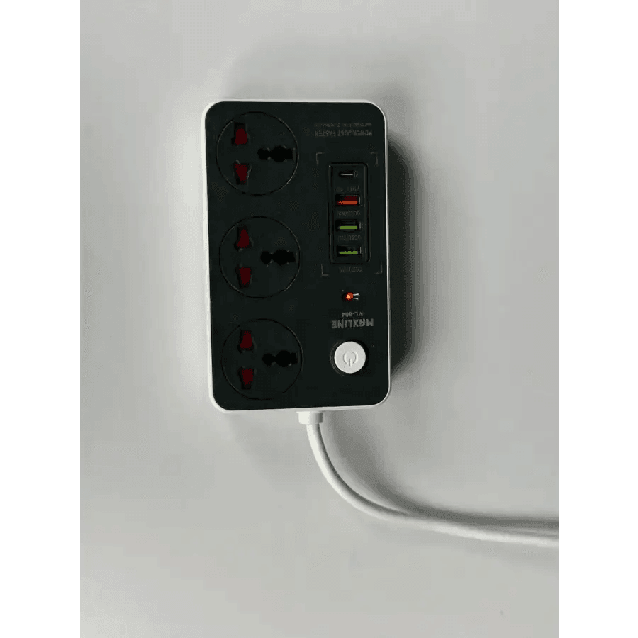 Maxline 3 Socket & 4 USB With Lightning Port Fast Charging Multiplug - HT Bazar