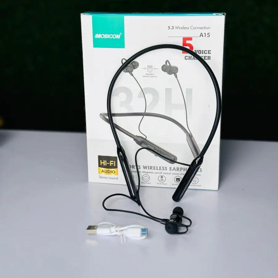 Mobicom A15 5 step voice changer Neckband 32 hours charging