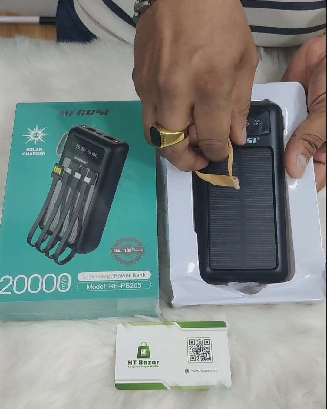 Solar Energy power bank with charging cable 20000 mAh