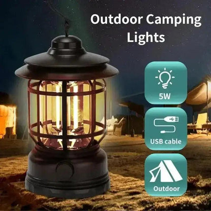 Reachargeable Retro Camping Lamp- আধুনিক হারিকেন - HT Bazar