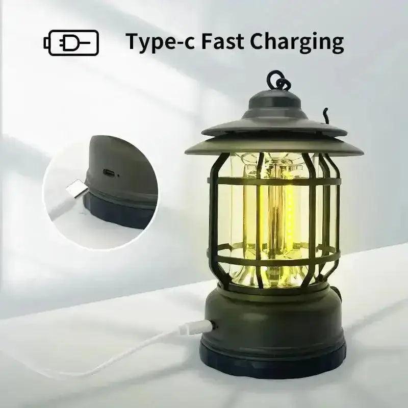 Reachargeable Retro Camping Lamp- আধুনিক হারিকেন - HT Bazar