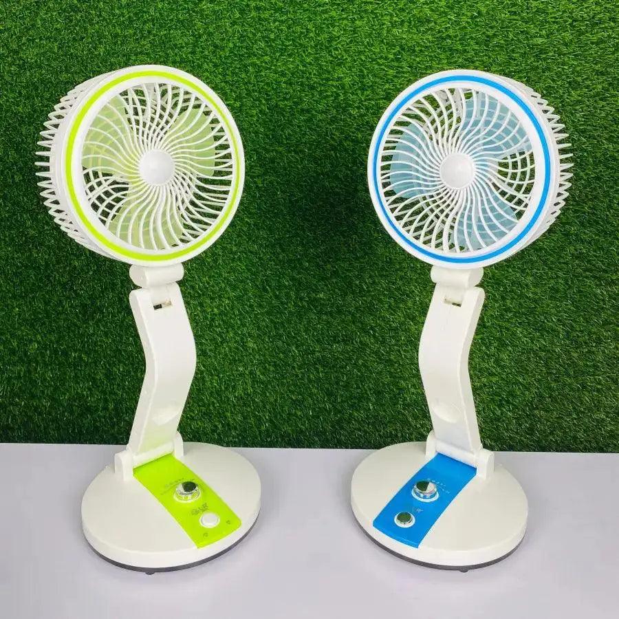 Rechargeable Multifunction Folding Fan With LED Light - LR Fan - HT Bazar