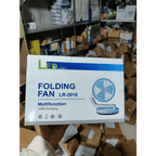 Rechargeable Multifunction Folding Fan With LED Light - LR Fan - HT Bazar