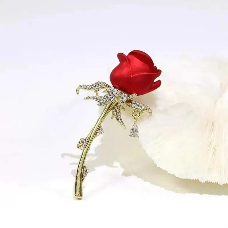 Red Rose Flower Brooches - HT Bazar