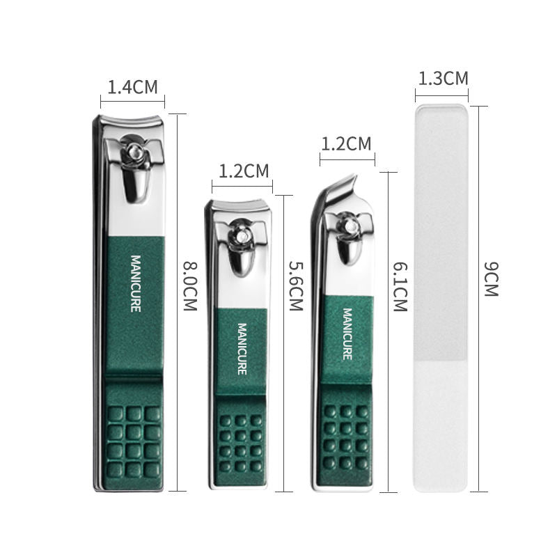 Nail Cutter Set, Ultra Sharp Sturdy Fingernail Toenail Clipper Nail Clipper with Glass file 4 Pcs set for men women adult nail cutter set for Thick Toenails & Nails (GREEN Set of 4 with Box)