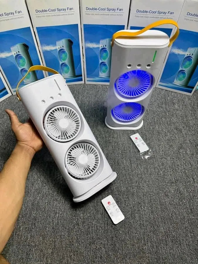 Rechargeable Remote Control Double Head Spray Cooling Fan