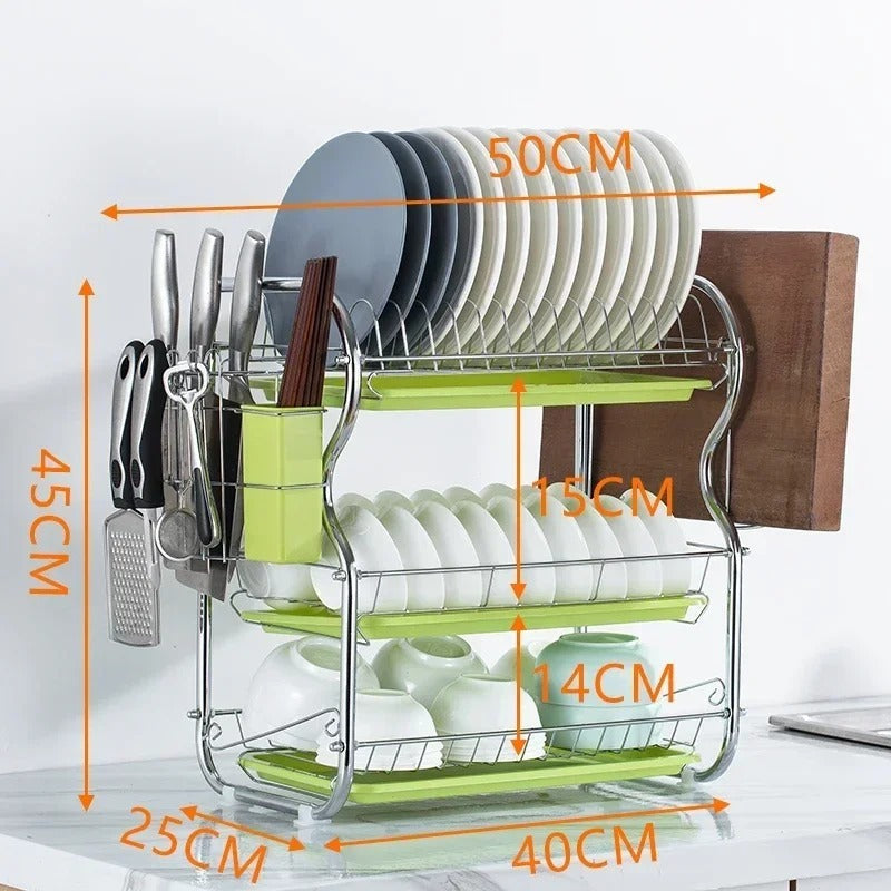 3 Layer Dish Rack –Smart & Spacious Kitchen Organizer