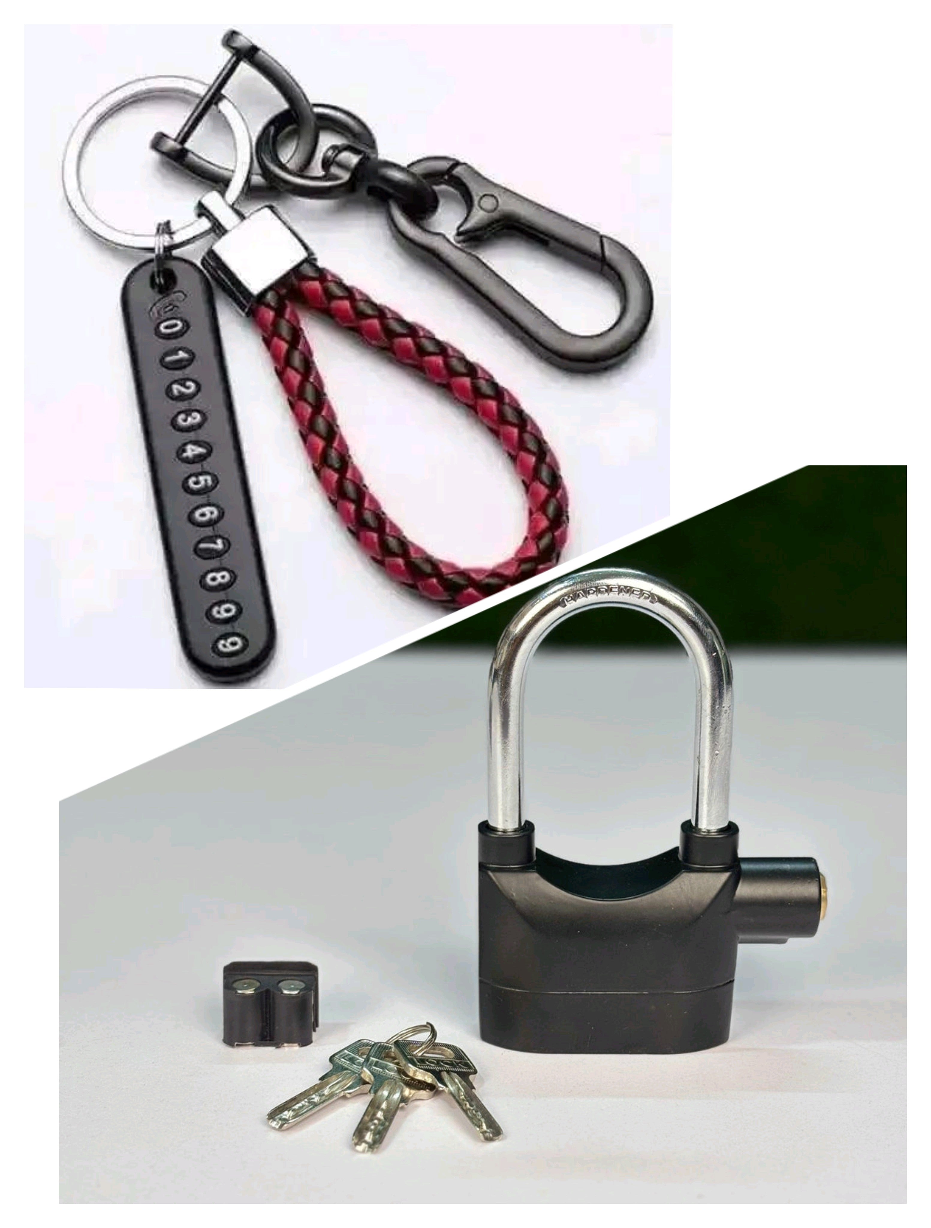 Alarm Lock with Key Ring with Phone Number