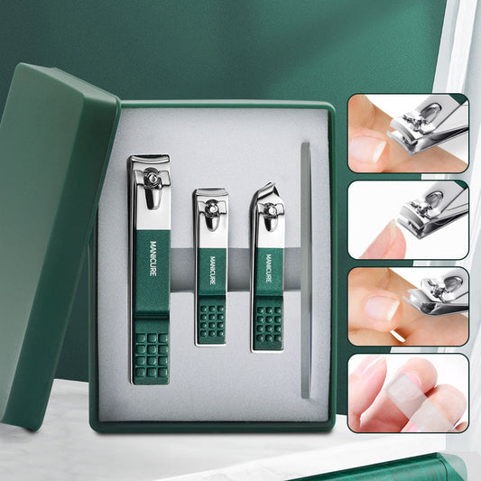 Nail Cutter Set, Ultra Sharp Sturdy Fingernail Toenail Clipper Nail Clipper with Glass file 4 Pcs set for men women adult nail cutter set for Thick Toenails & Nails (GREEN Set of 4 with Box)
