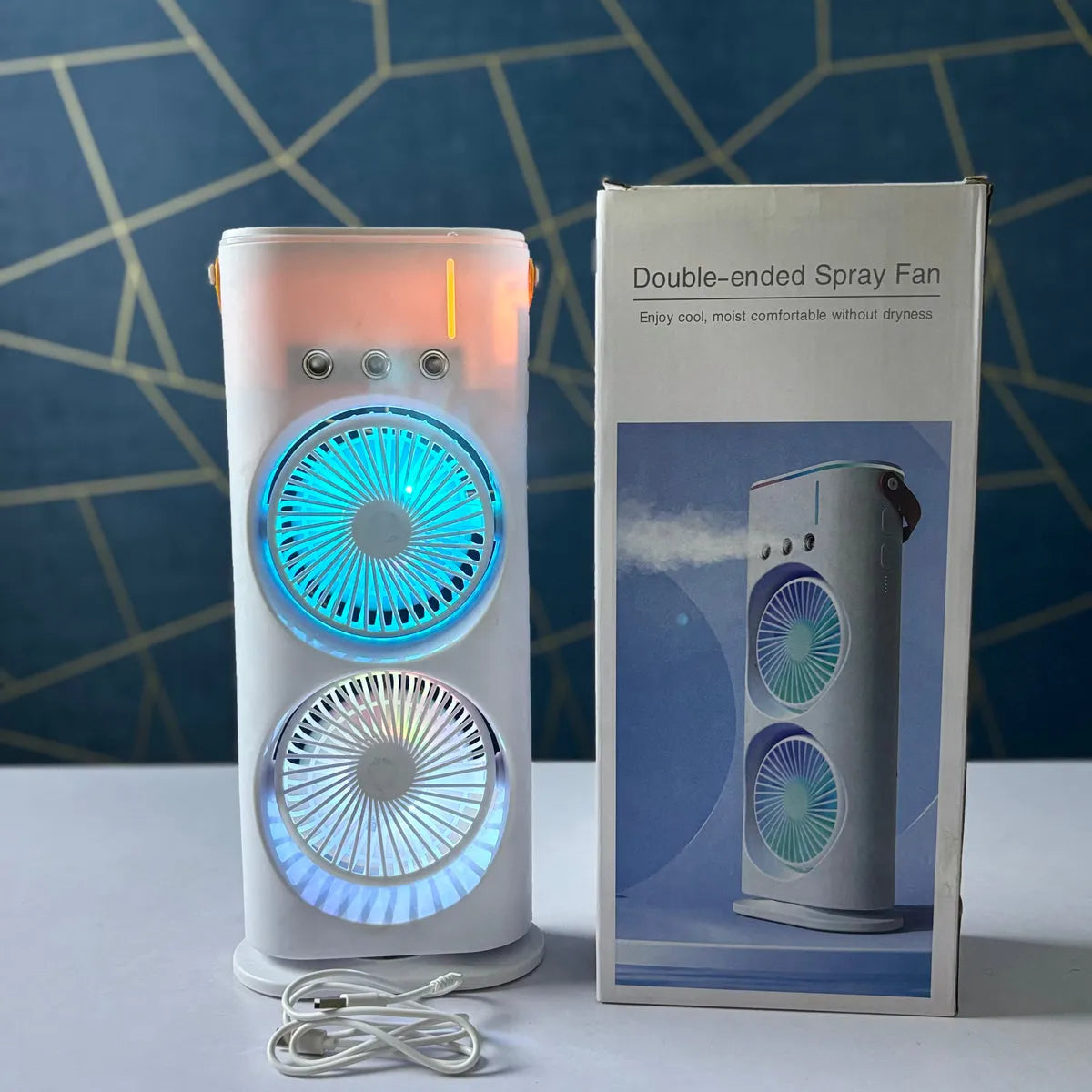 Rechargeable Remote Control Double Head Spray Cooling Fan