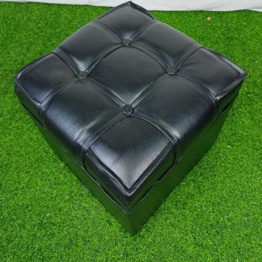 Square Shape PU Leather Rest Stool 13"13"13" - Black - HT Bazar