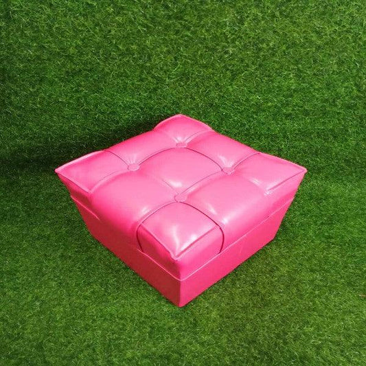 Square Shape PU Leather Rest Stool 13"13"13" -Pink - HT Bazar