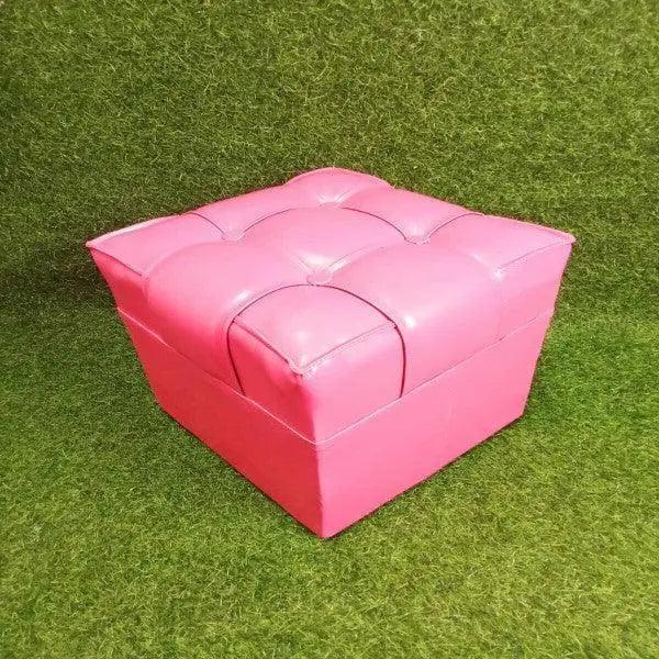 Square Shape PU Leather Rest Stool 13"13"13" -Pink - HT Bazar