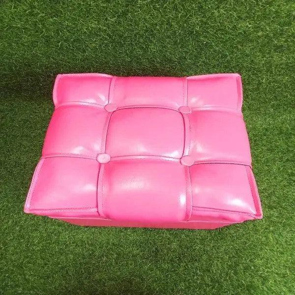 Square Shape PU Leather Rest Stool 13"13"13" -Pink - HT Bazar