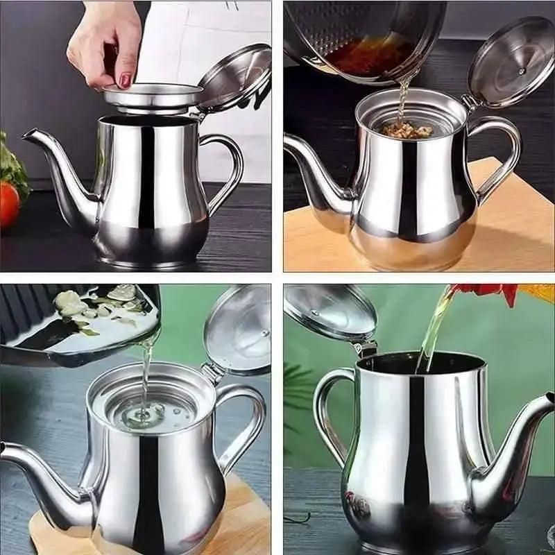 Stainless steel oil strainer pot - HT Bazar