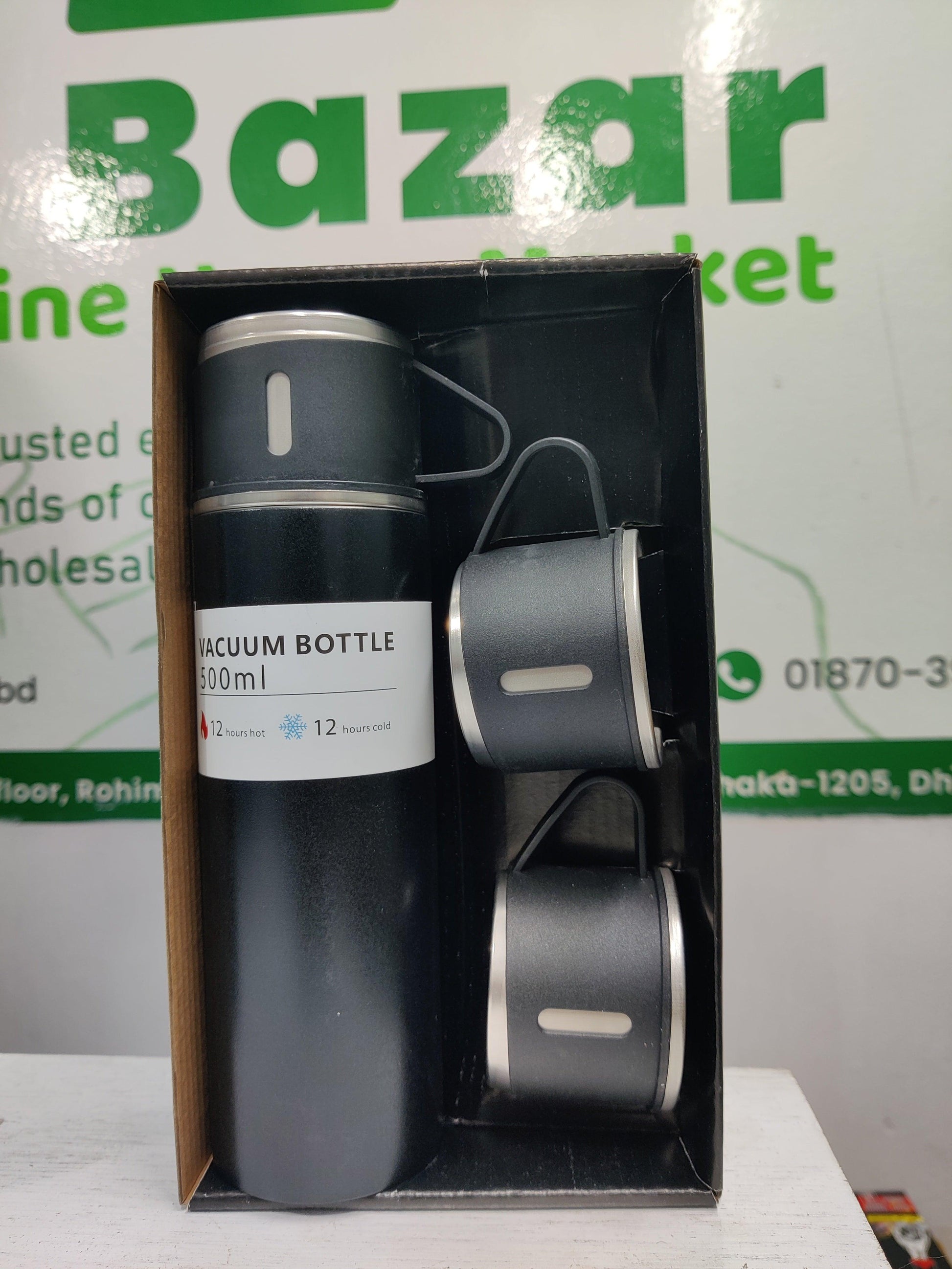 Stainless Steel Vacuum Flask Set 3 Cup (১ সেট ) - HT Bazar
